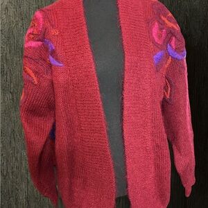 Red oversized cardigan